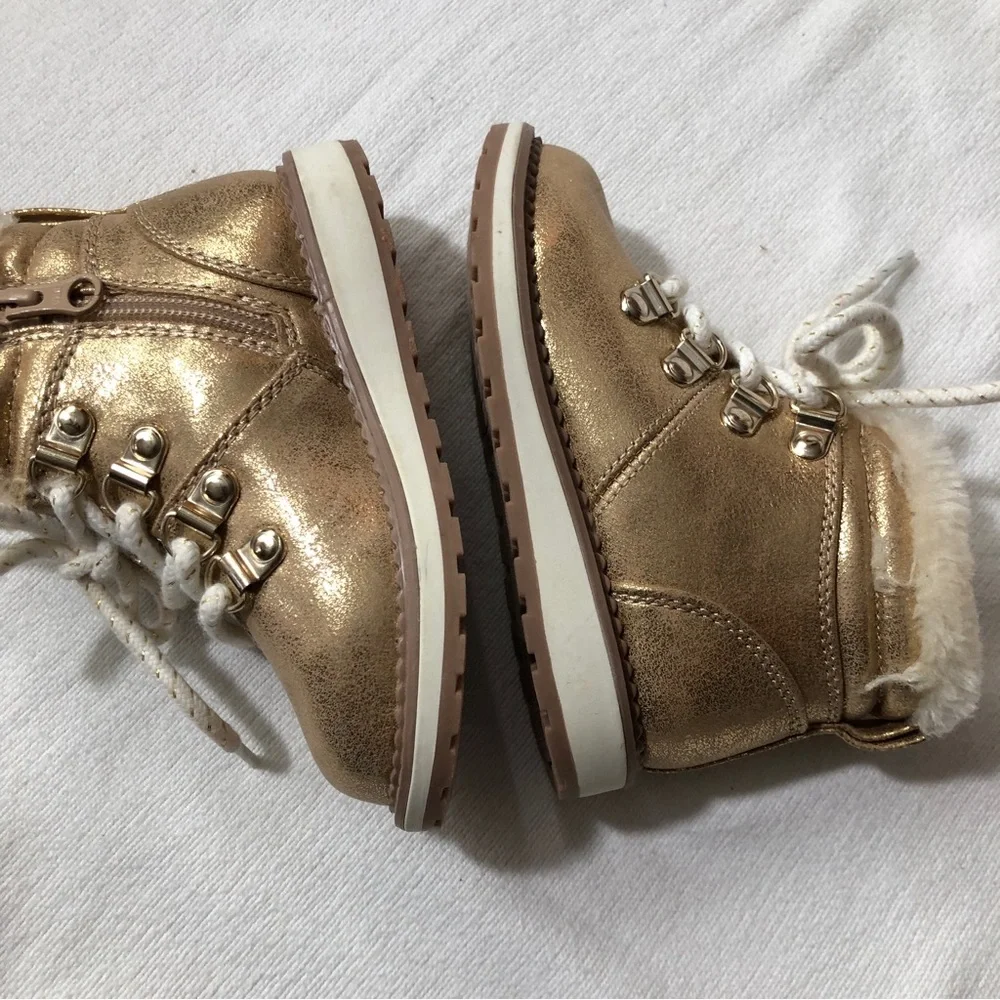 Cat & Jack Glittery Gold Ankle Boots Toddlers Size 7