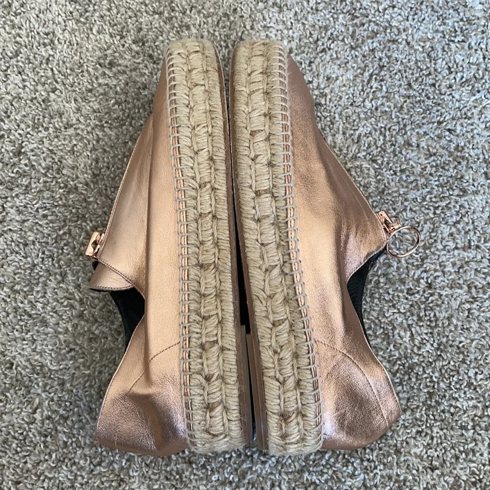 Alexander Wang Devon Rose Gold Metallic Platform Jute Espadrilles