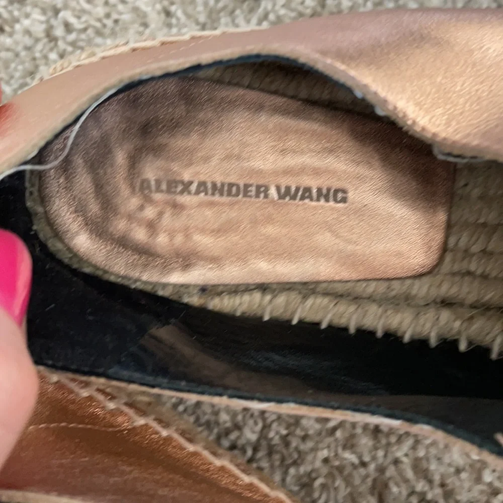 Alexander Wang Devon Rose Gold Metallic Platform Jute Espadrilles