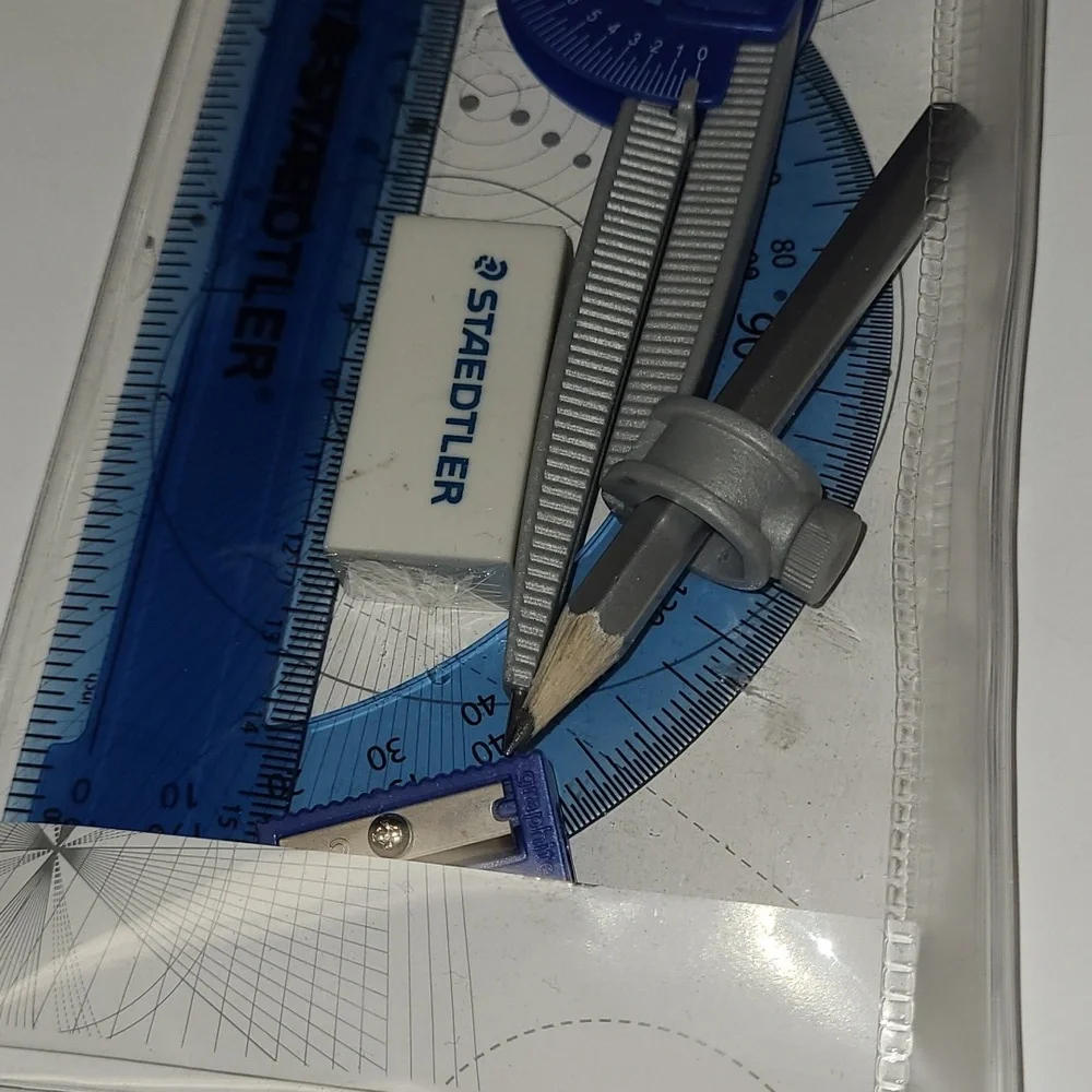 Student Math Set - Protractor, Pencil Compass, Ruler, etc.