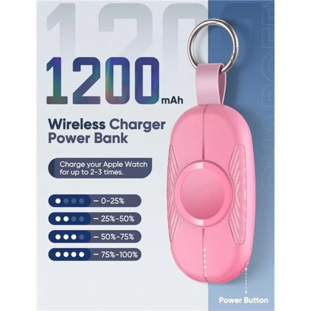 Portable Charger for Apple Watch, 1200mAh Magnetic Keychain Wireless Power Bank