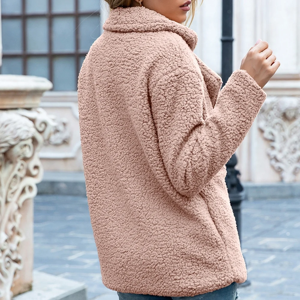 Sherpa Fusion Double-Breasted Coat - Pink