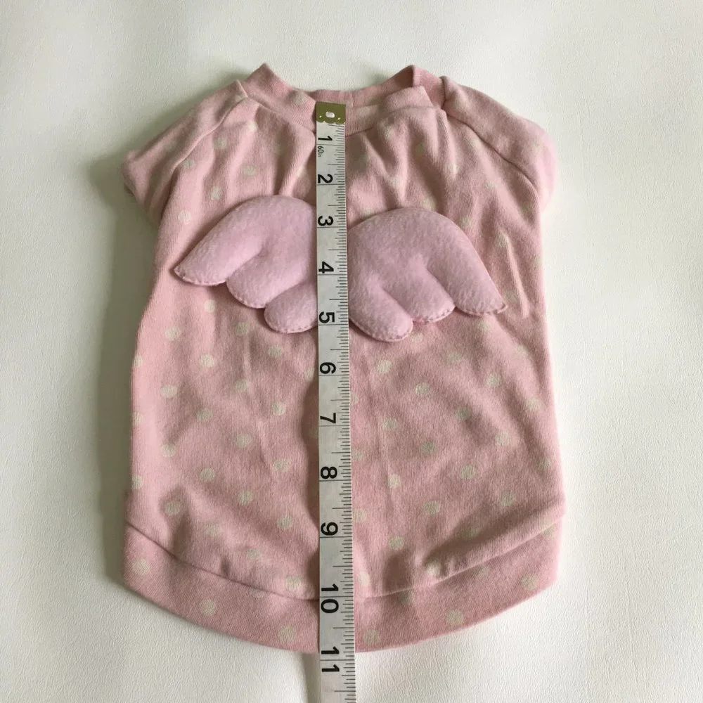 Dog Clothes Pink Fleece Polka Dots with Wing Size Large Made in Korea