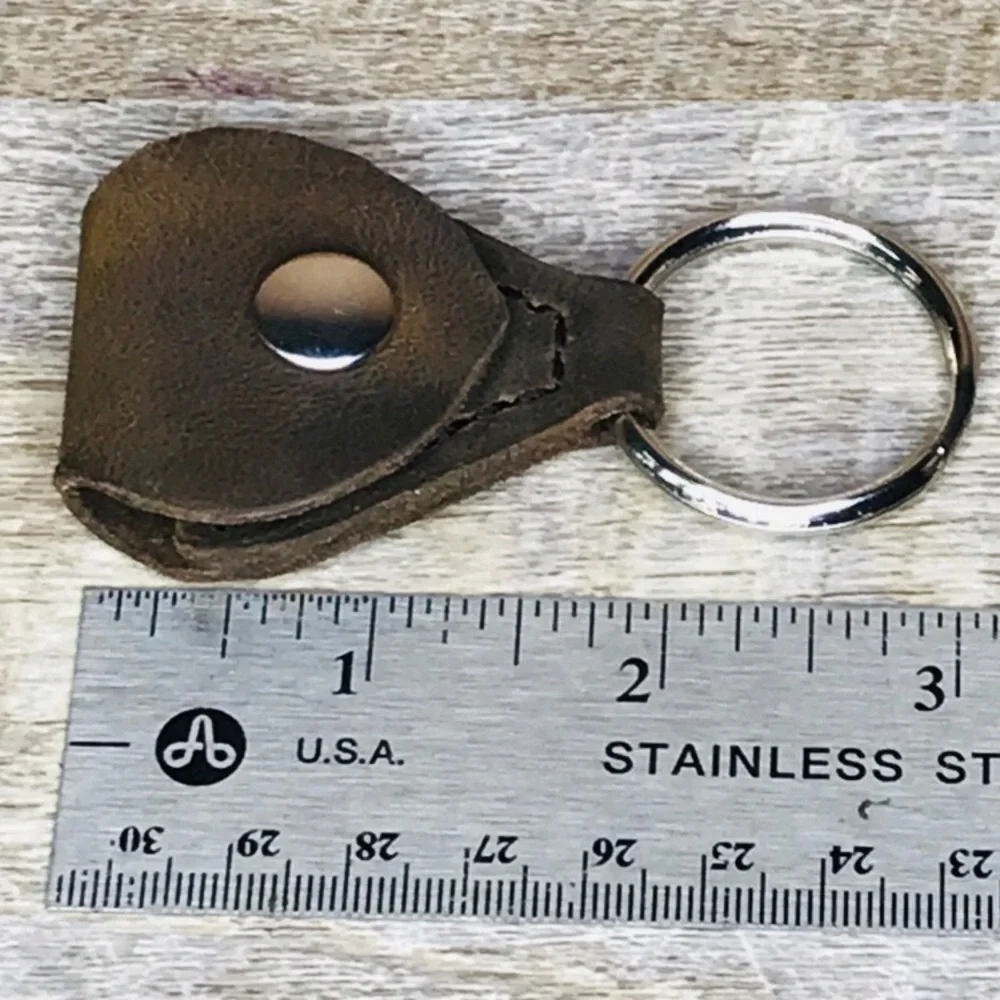 Leather Guitar Pick holder keychain smooth brown oil tan