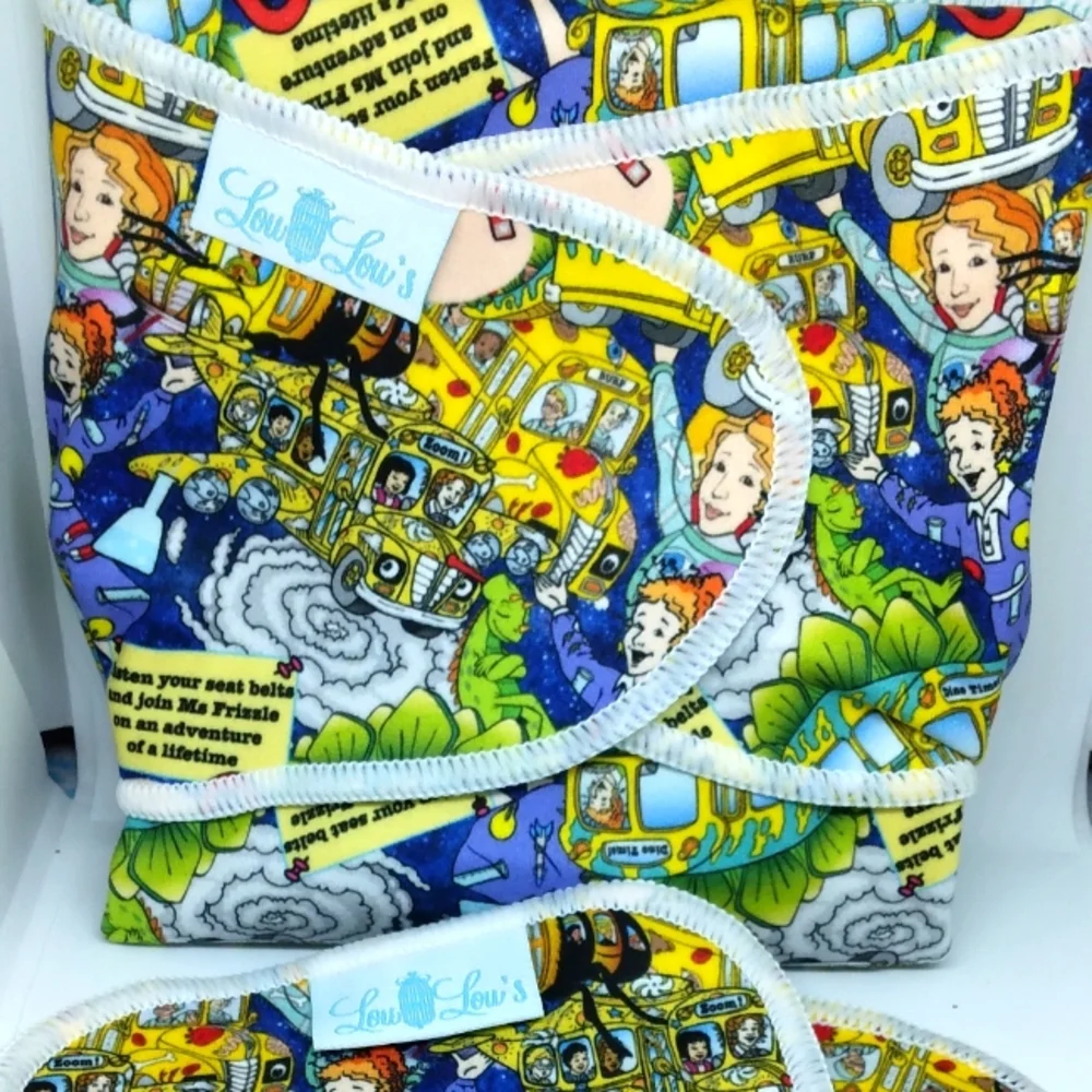 Magic school bus cloth diaper preflat