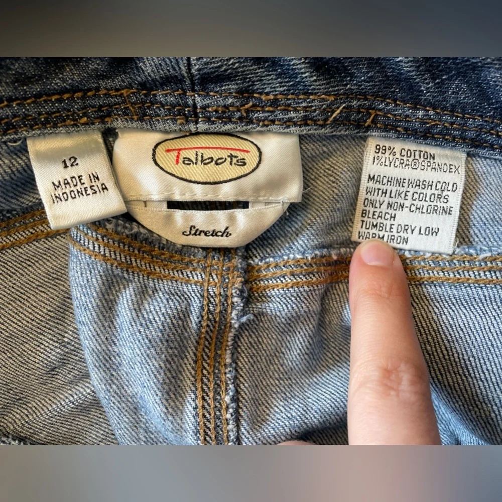 Vintage Y2K Talbots Blue Jean Denim Mini Skirt Size 12