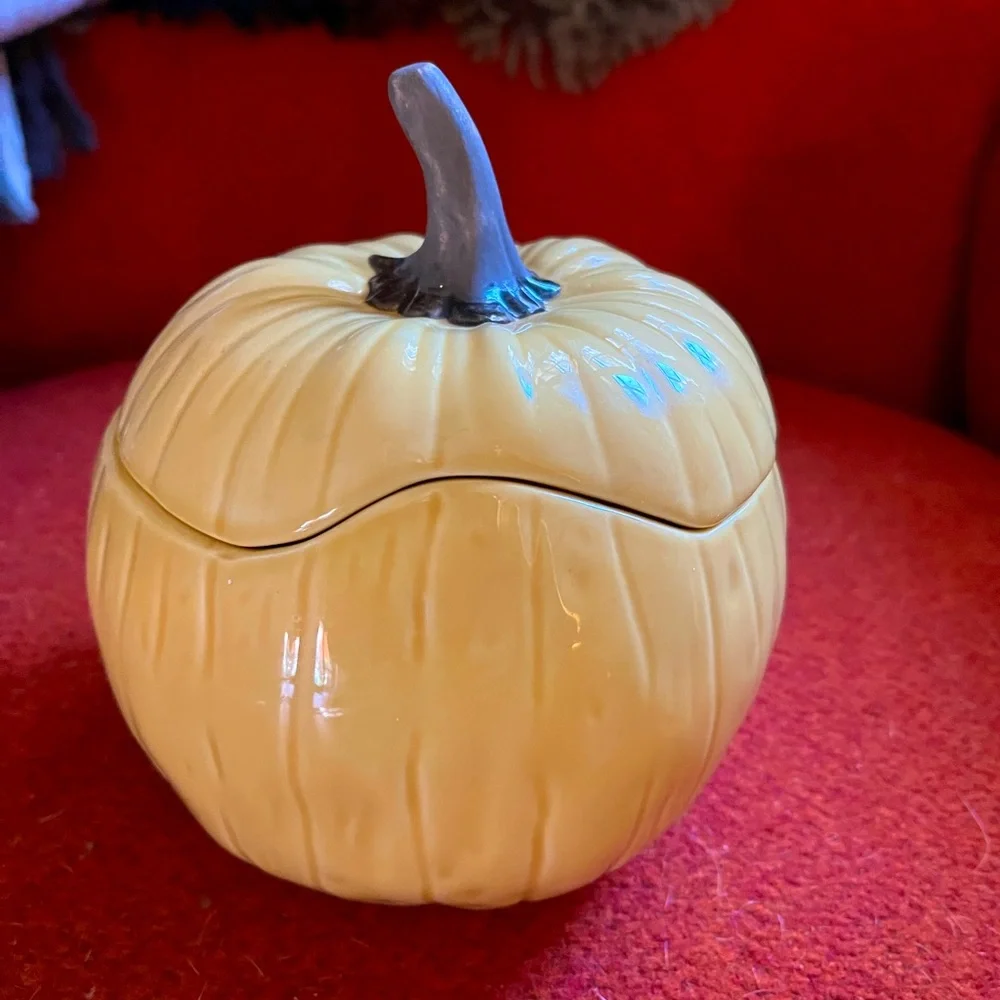 Crate&barrel pumpkin bowl with lid