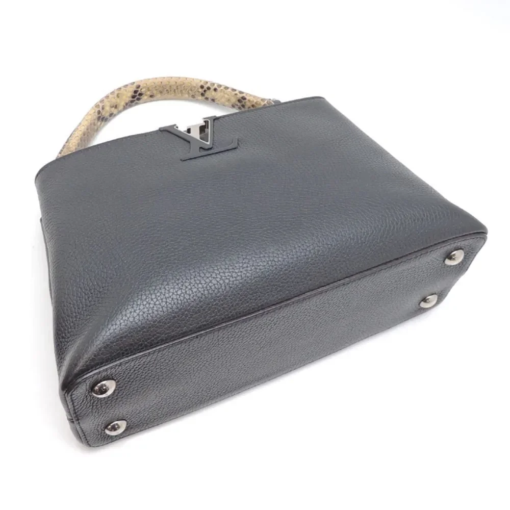 Louis Vuitton Taurillon Capucines MM Handbag Black
