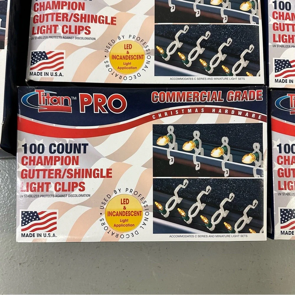 7 Boxes - Titan Pro Commercial Grade Christmas Light Clips - New in Boxes