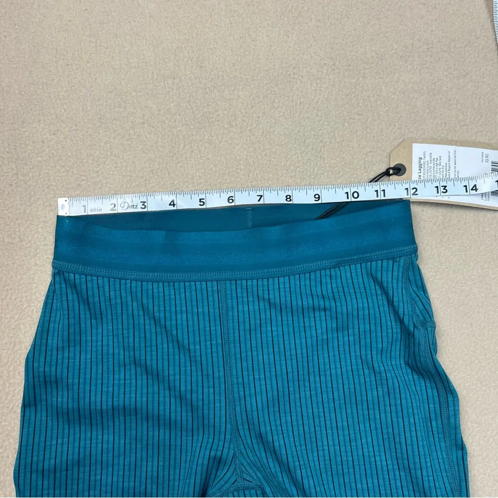 Prana Leggings Womens XS Teal Luminance High Rise Striped Storm Blue NWT