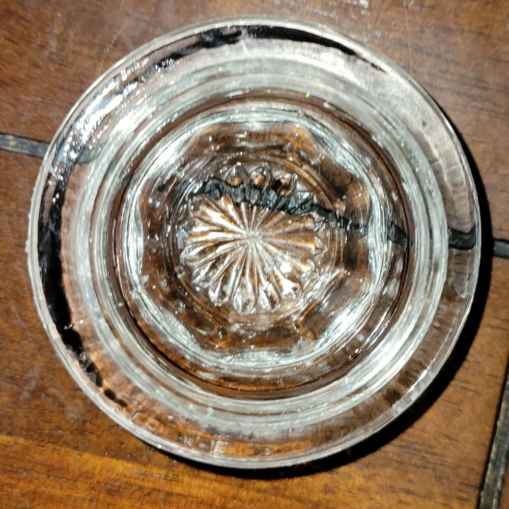 Mid Century Modern Federal Glass Apothecary Jar w/ Gold & White Printed Design