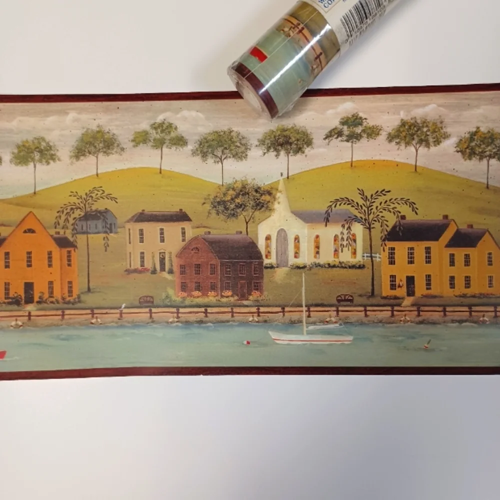 Wallpaper Border Primitive Lake Front Village