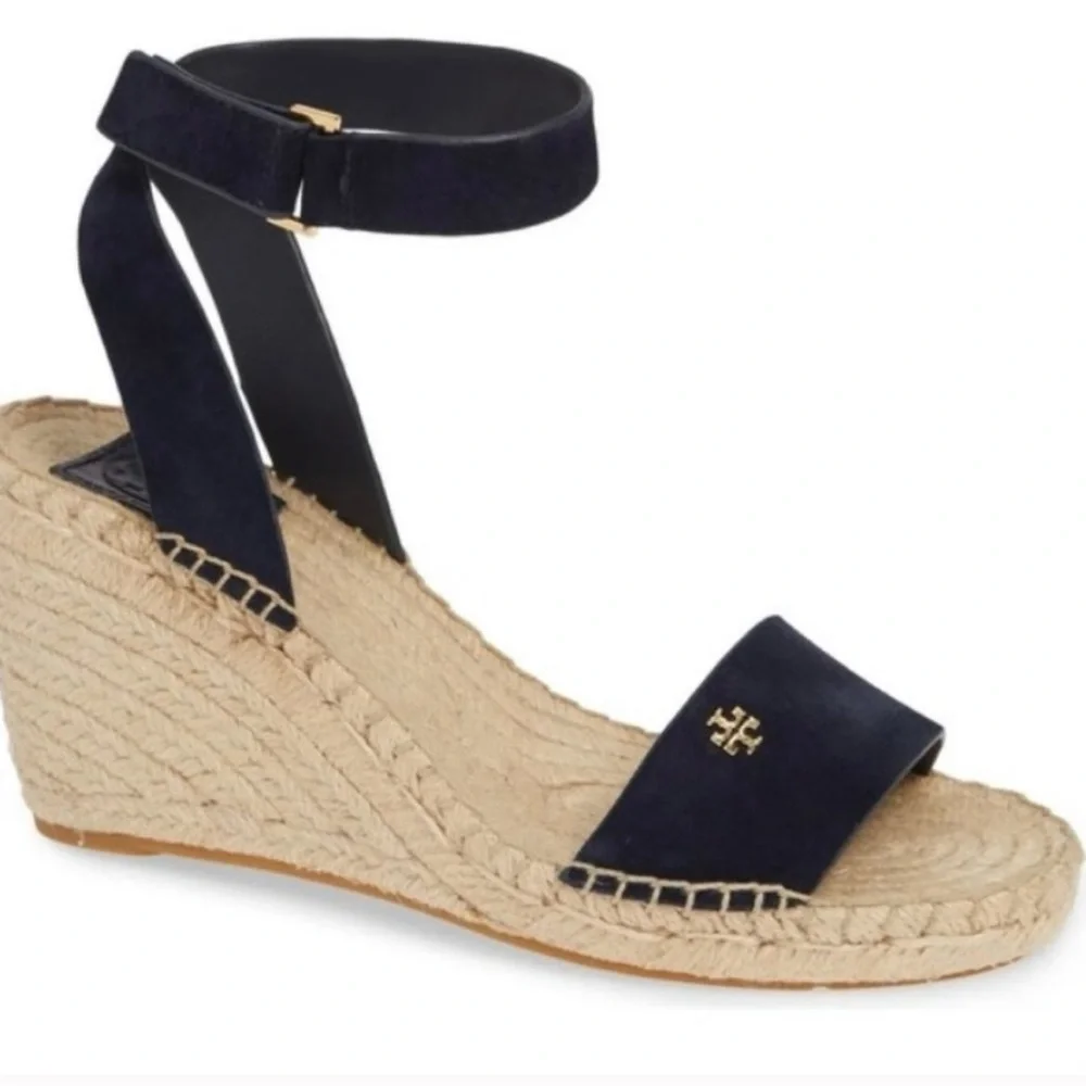 New w/o Box Tory Burch Bima Navy Espadrille Wedge, Size 10.5