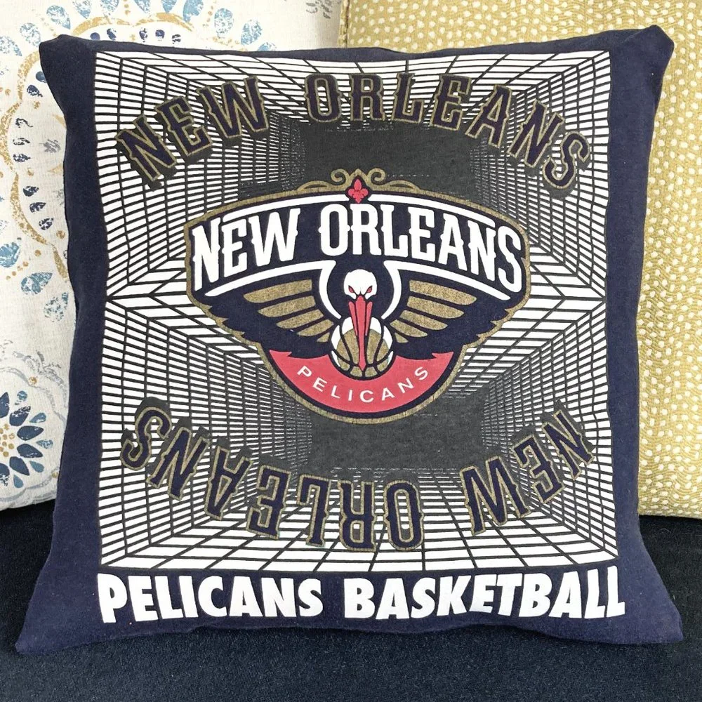 New Orleans Pelicans NBA 16X16 retro sports T-shirt THROW PILLOW COVER