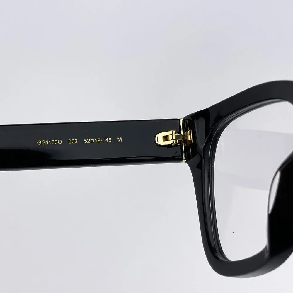 Gucci GG1133O 003 Eyeglasses Shiny Black Cat Eye Women LOGO
