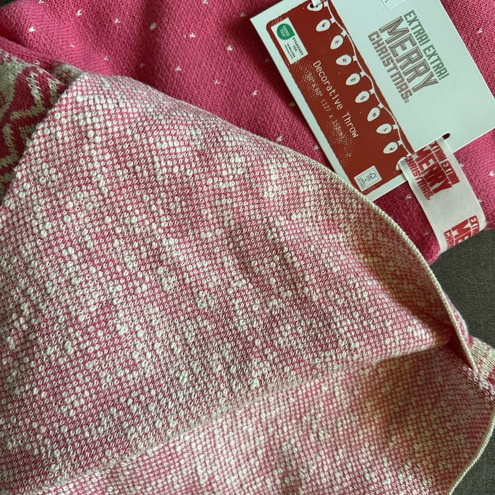 Hot Pink Christmas Snowflake Throw Blanket