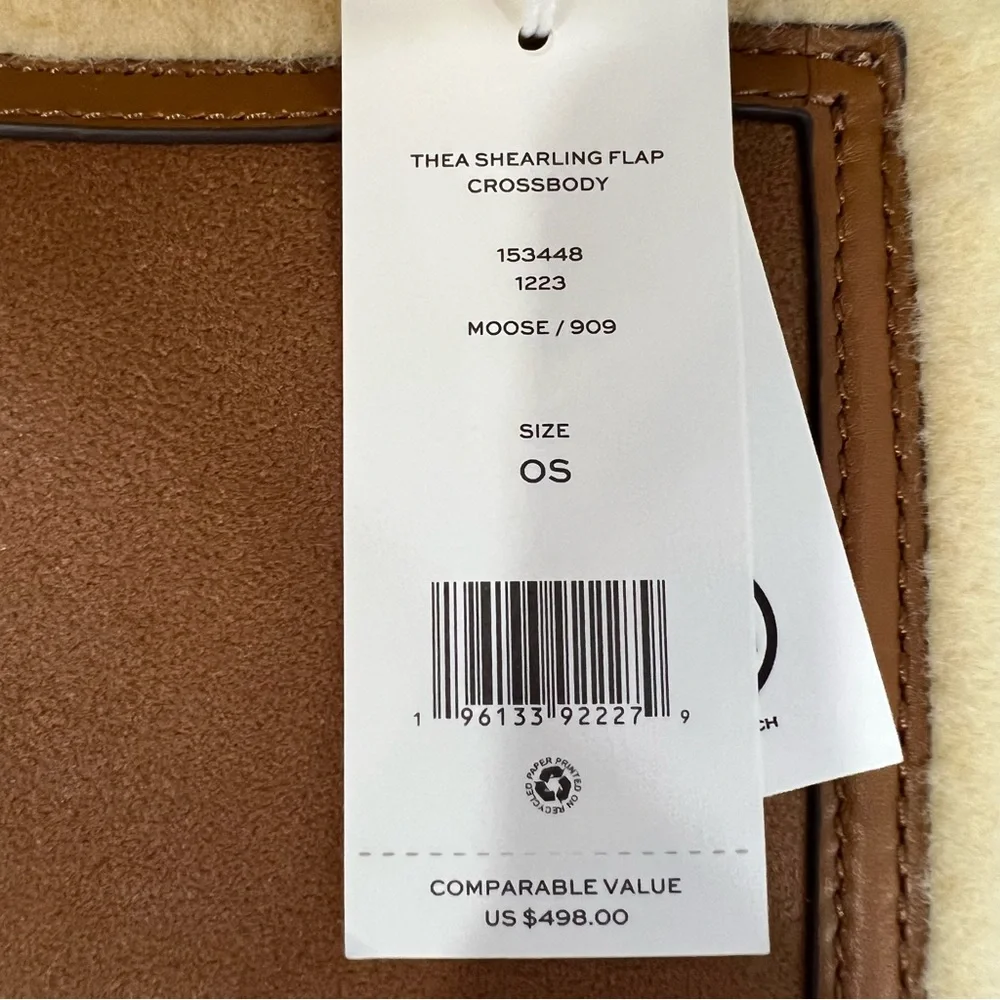 Tory Burch Thea Shearling Flap Crossbody In Moose Brown