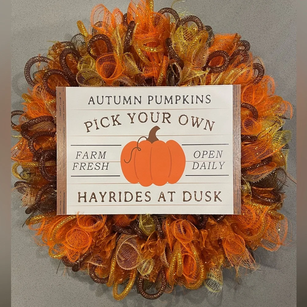20” fall harvest Thanksgiving handmade wreath New