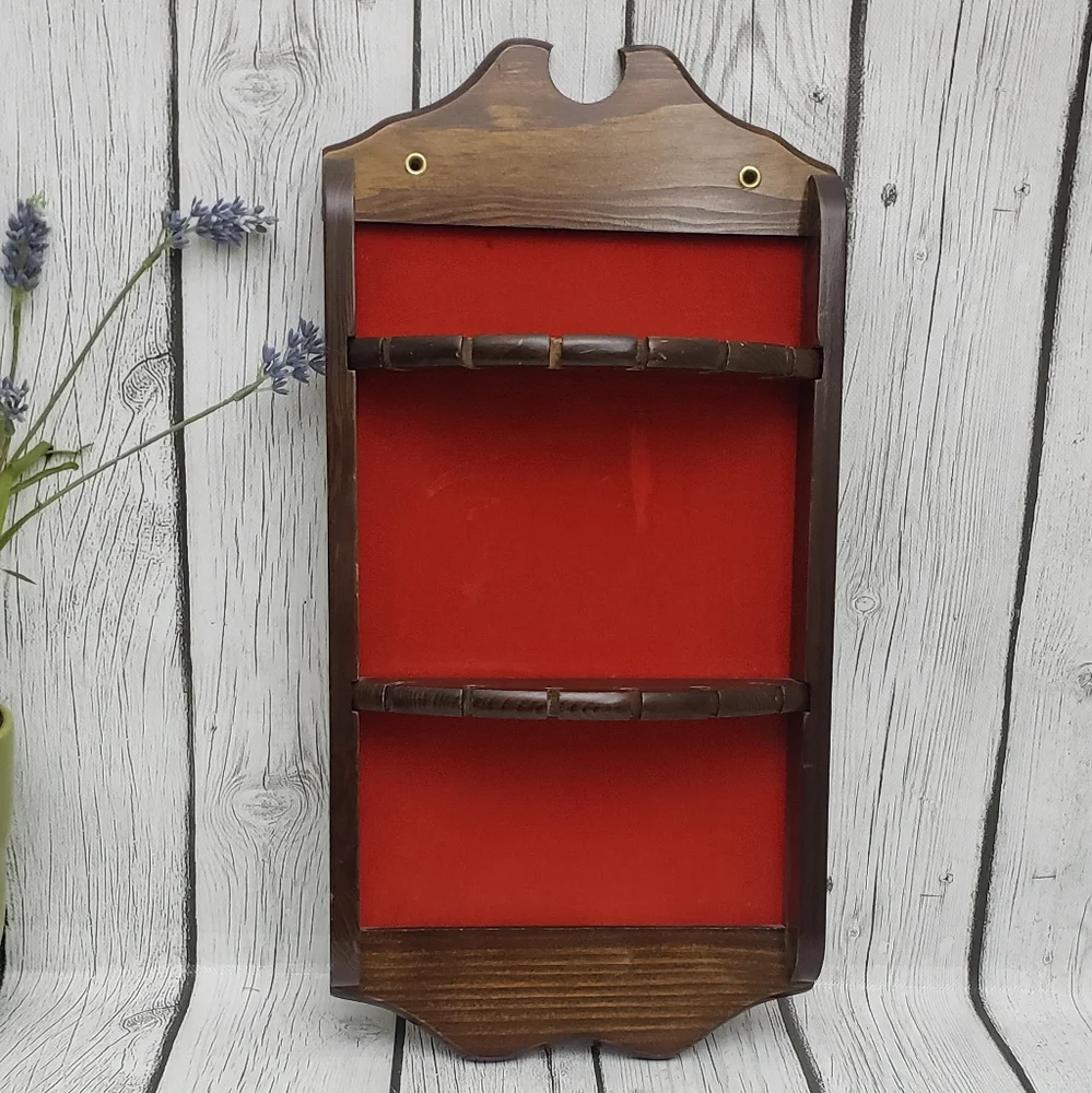 Spoon Collection Shelf Display With Unique Red Felt Backing