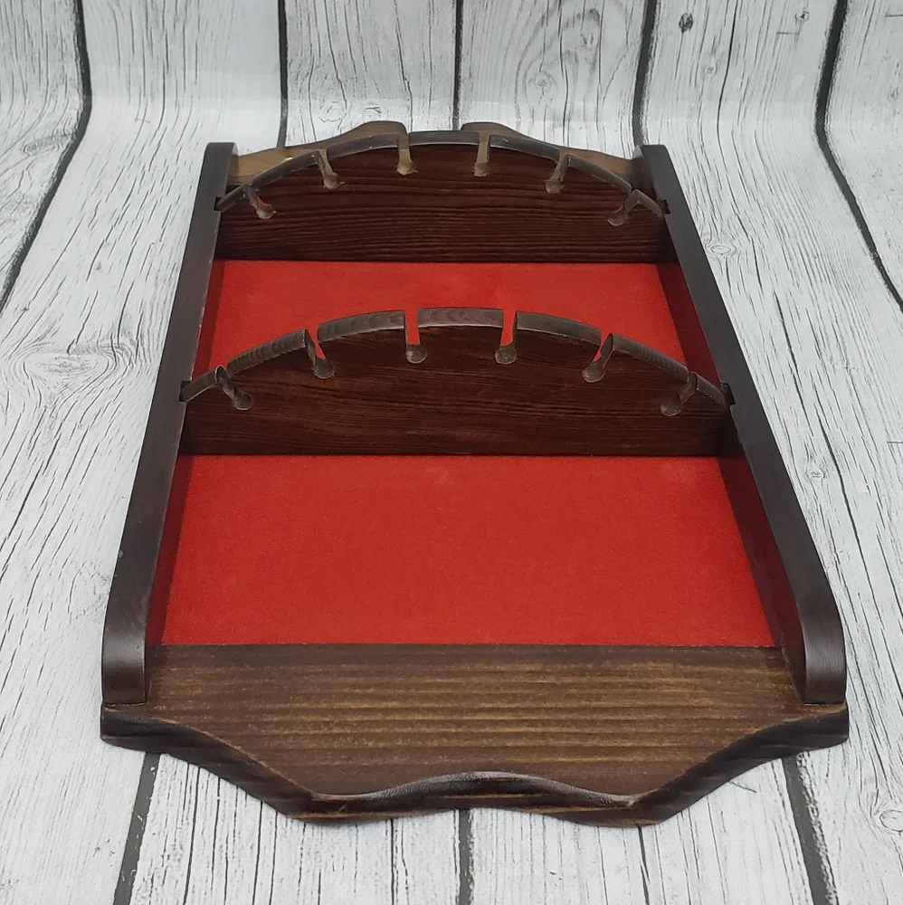 Spoon Collection Shelf Display With Unique Red Felt Backing