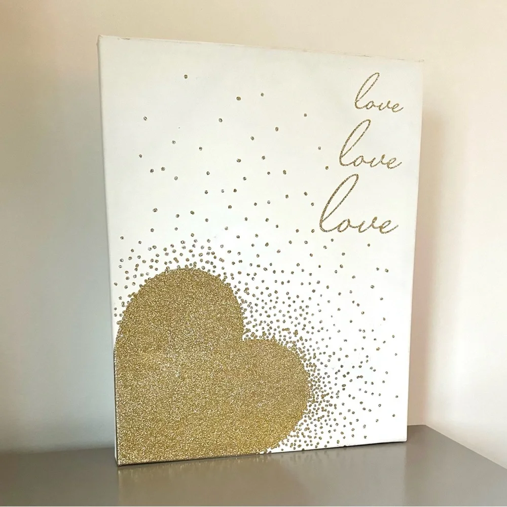 White and Gold Love Wall Art