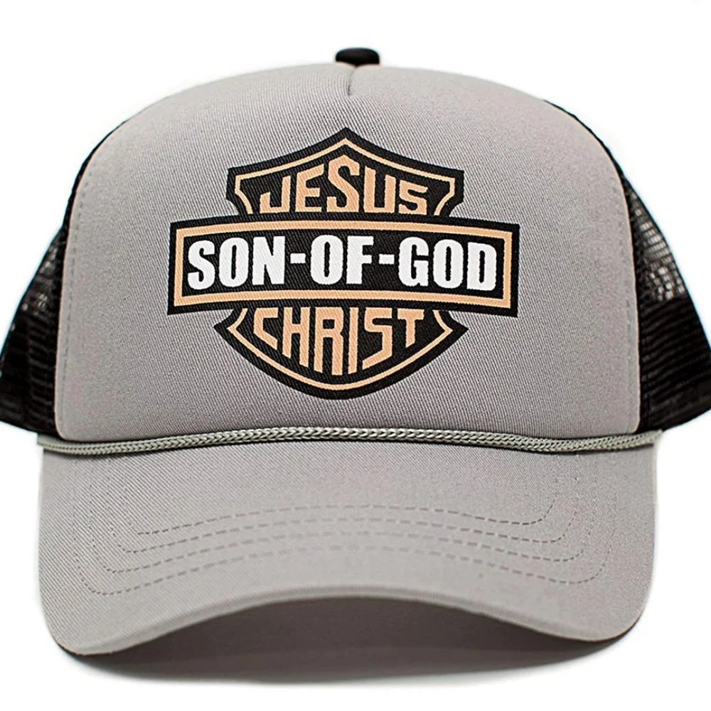 Jesus Christ Son Of God Christian OSFM Harley Truckers Hat Cap Gray/Black Religi