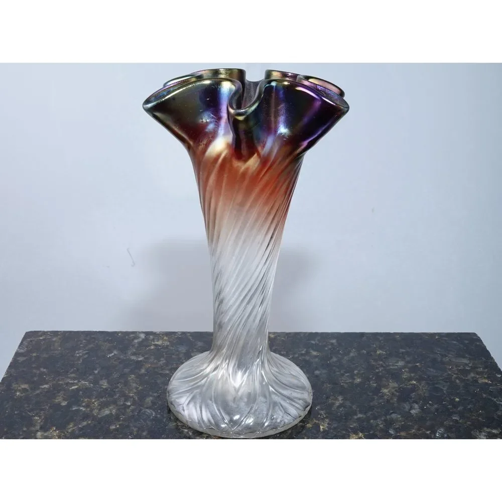 c1910 Rindskopf Pepita Boheian Iridescent Art glass vase