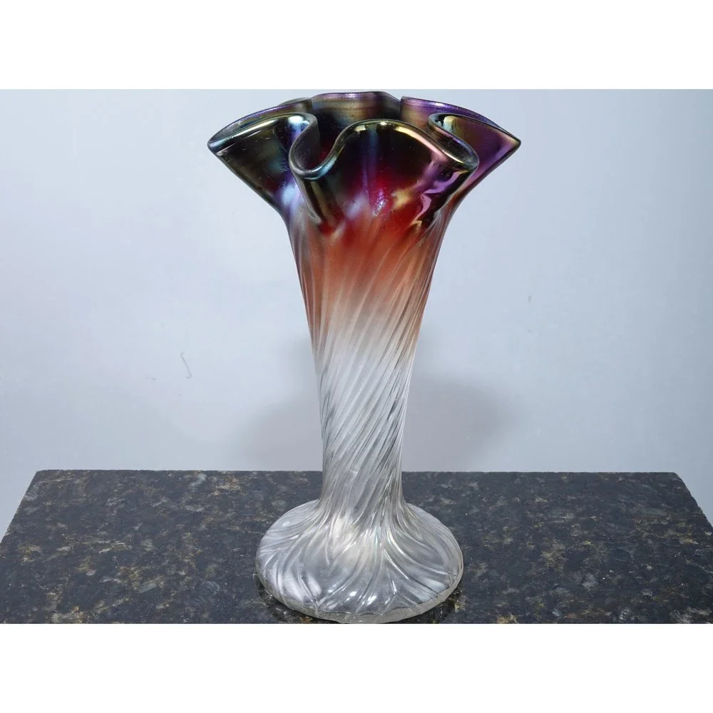 c1910 Rindskopf Pepita Boheian Iridescent Art glass vase
