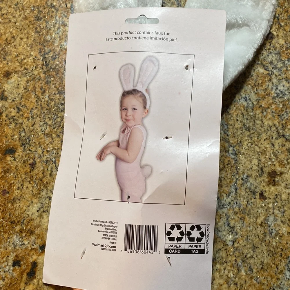 NWT bunny kit rabbit ears tail and bow