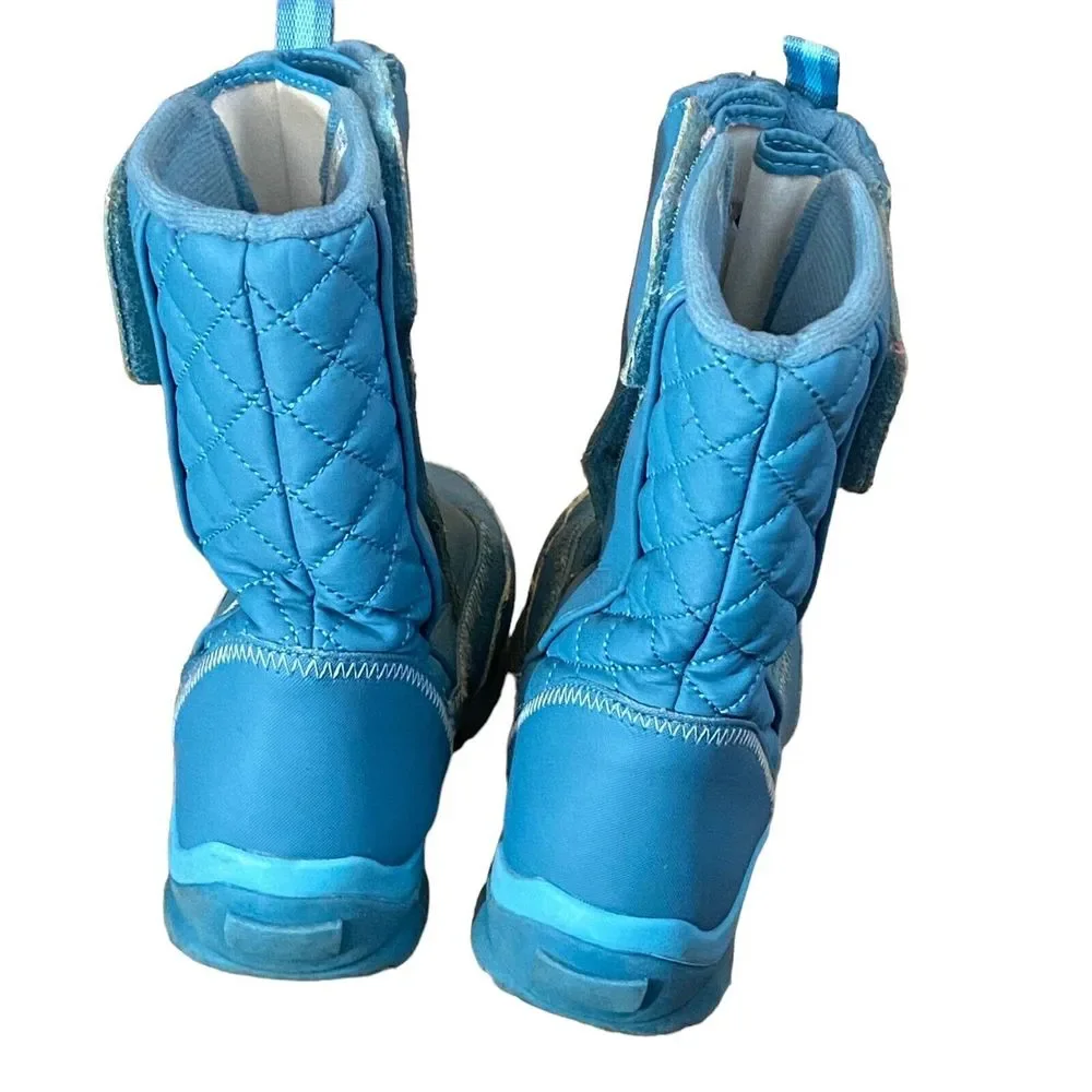 Lands' End Girls Winter Snow Boots Blue Lined Insulated Size 4