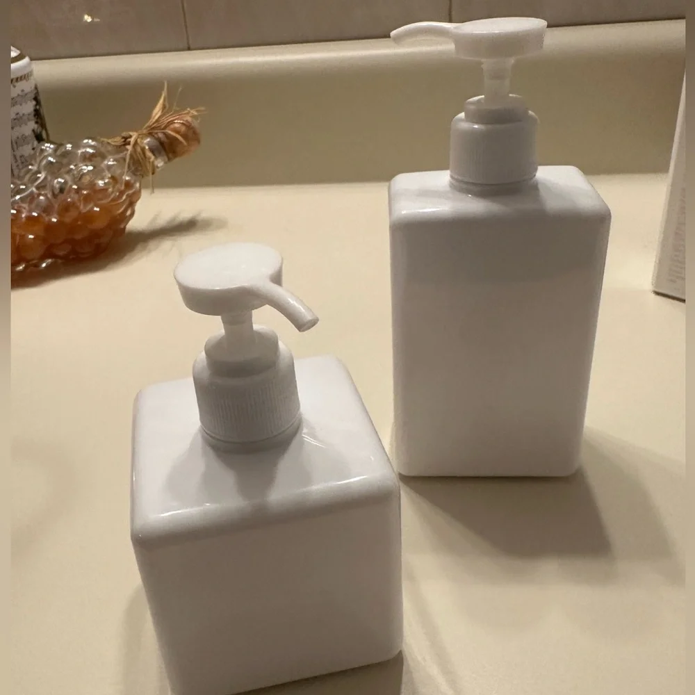 Two Different Size Plastic Soap Dispensers (not filled)