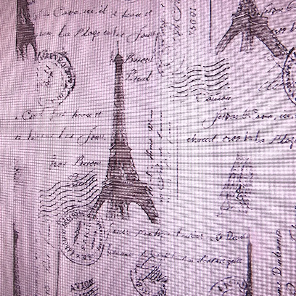 PARIS SHOWER CURTAIN EIFFEL TOWER AND TRAVEL STAMPS 72