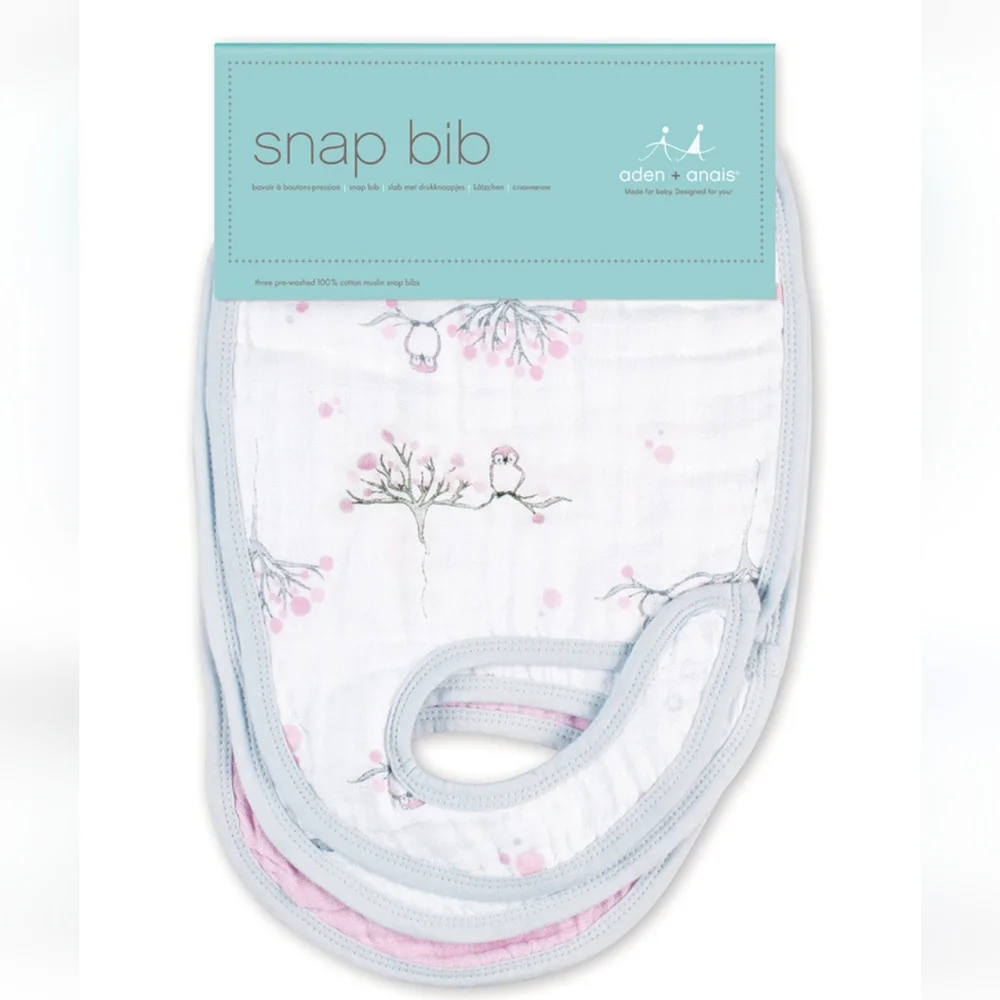 ADEN + ANAIS FOR THE BIRDS CLASSIC SNAP BIBS 3-PACK