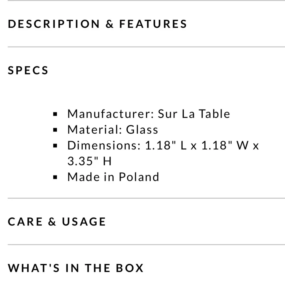 Sur La Table description features