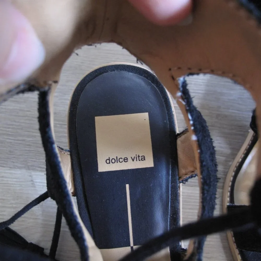DOLCE VITA Black Suede Lace Up Sandals