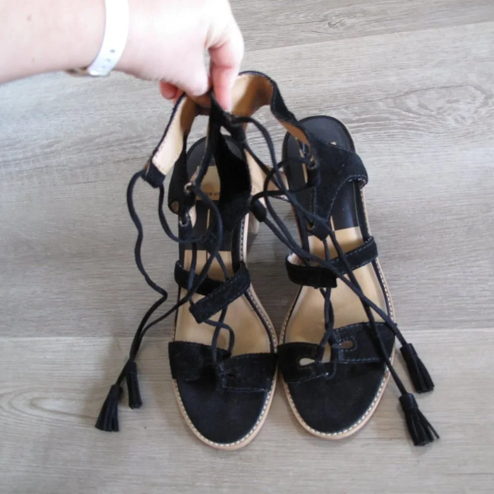 DOLCE VITA Black Suede Lace Up Sandals