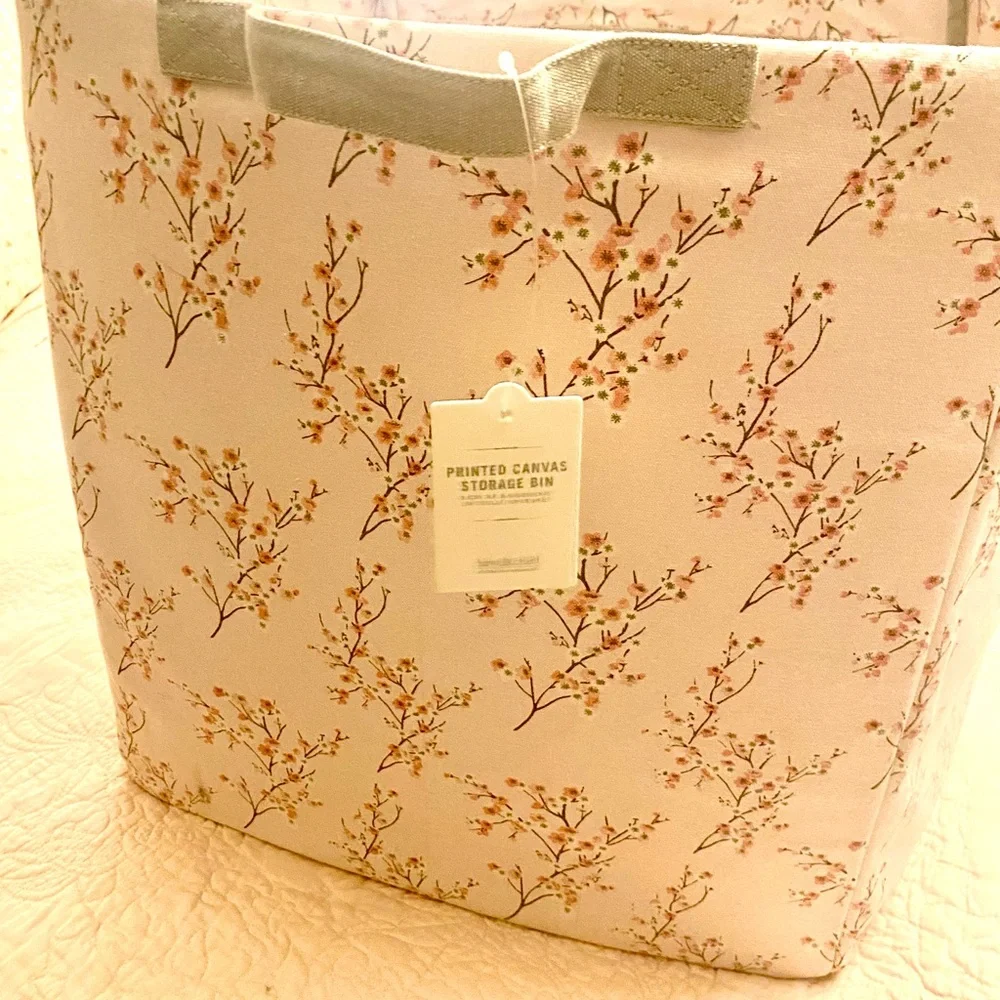 Restoration hardware baby and child nwt htf Cherry Blossom large bin 16x16x18