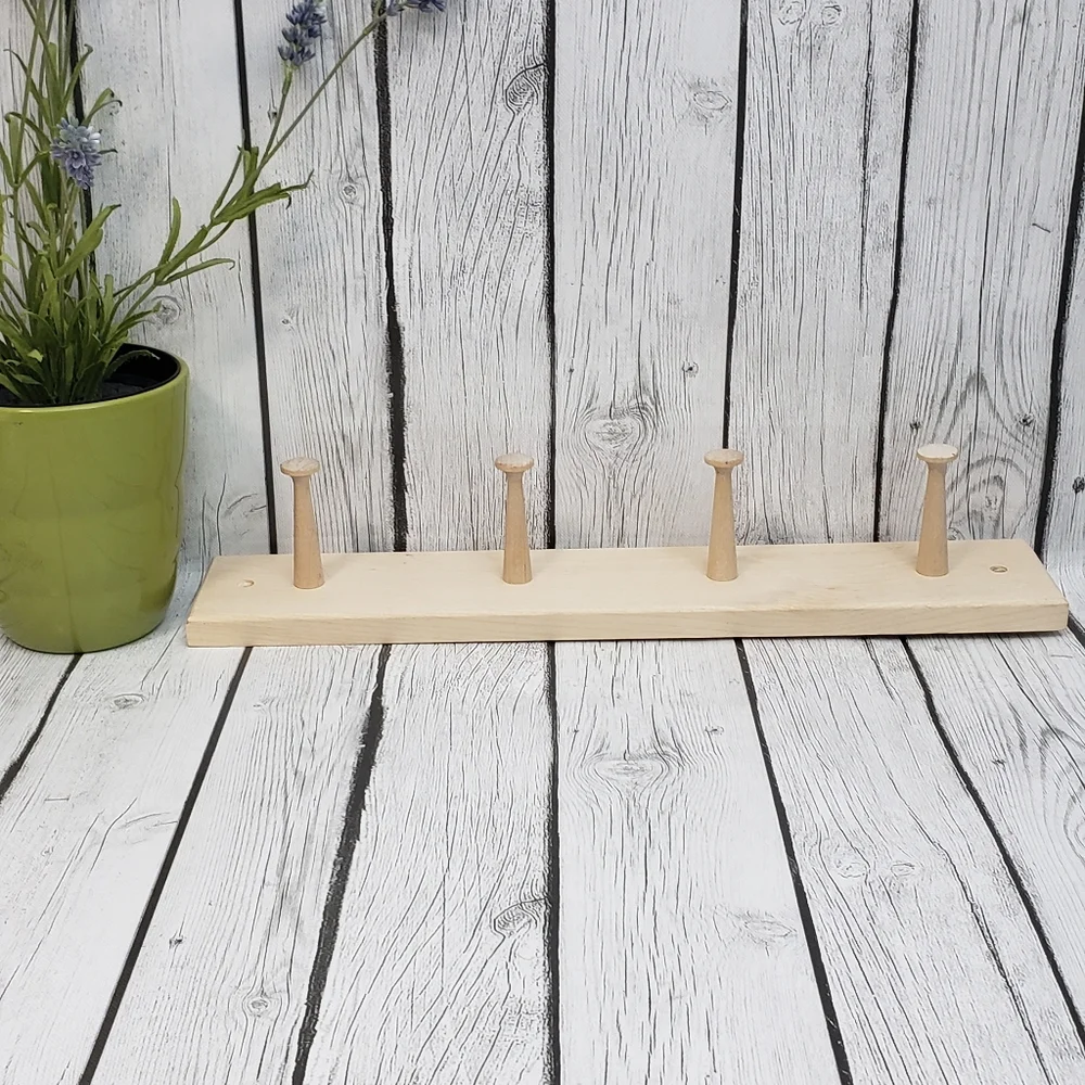 Mainstays 18 in. Wall Mounted Unfinished Wood Hook Rack, 4 Pegs