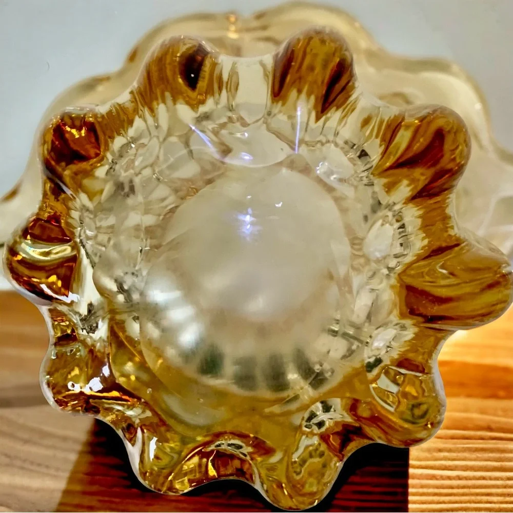 Amber Hand Blown Glass Sommerso Waterfall Vase