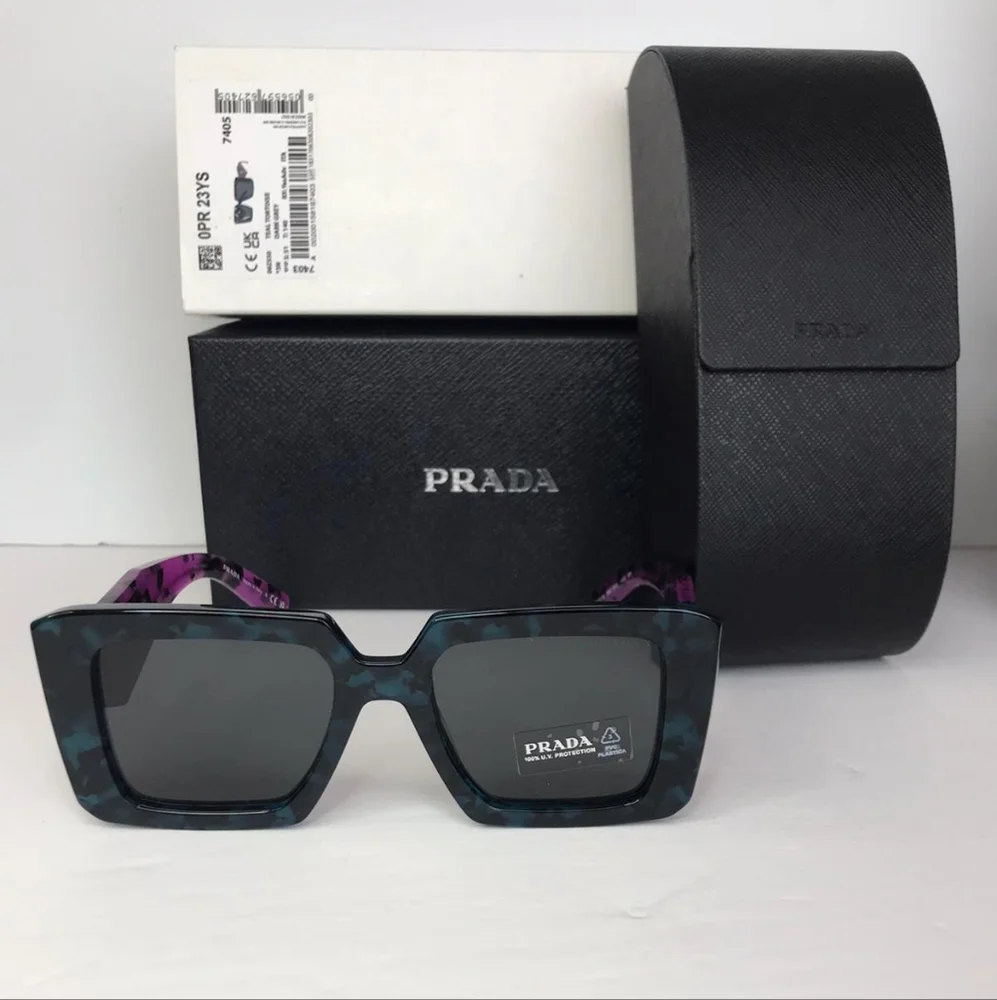New- 💯 - Original PRADAAcetate Symbole Sunglasses SPR 23Y Slate Grey Pur