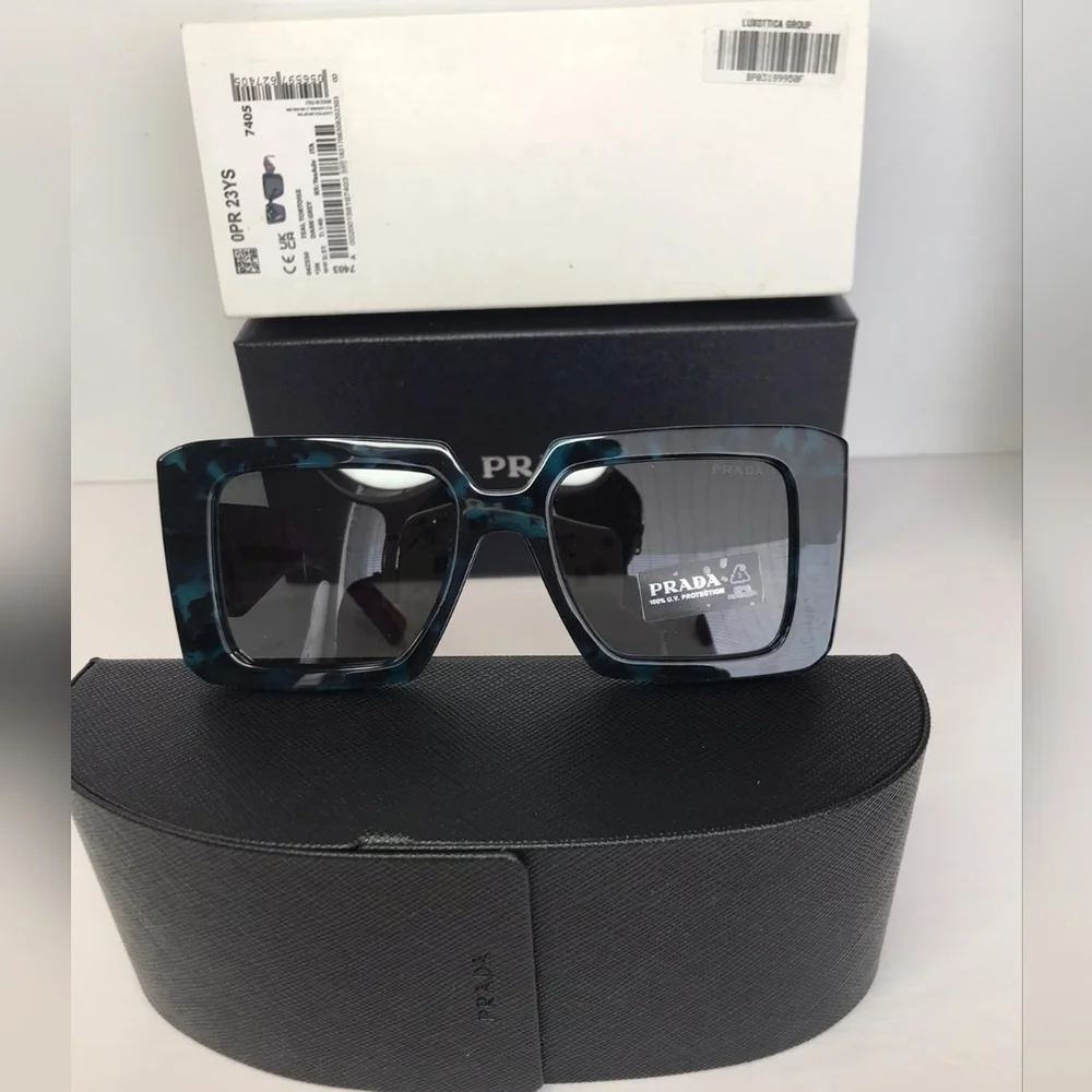 New- 💯 - Original PRADAAcetate Symbole Sunglasses SPR 23Y Slate Grey Pur