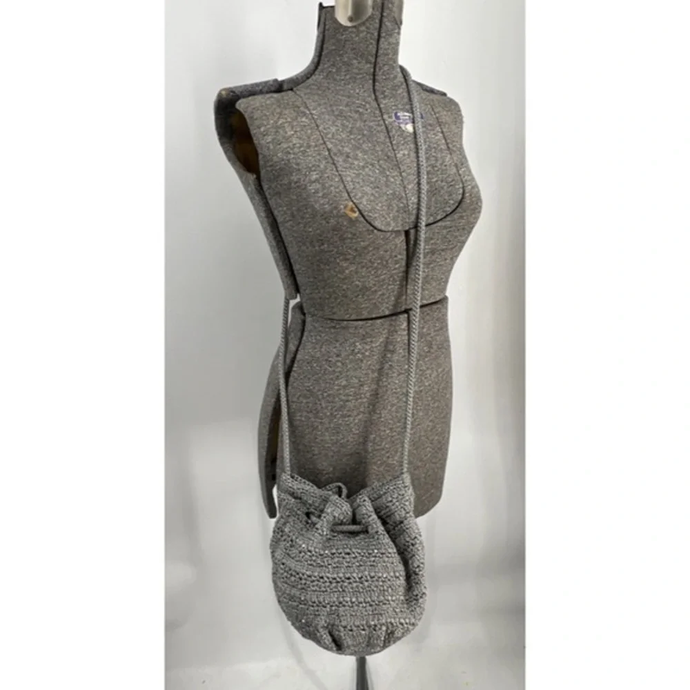 The sak woven purse w/sequent and silver metallic threading hobo Crossbody bag