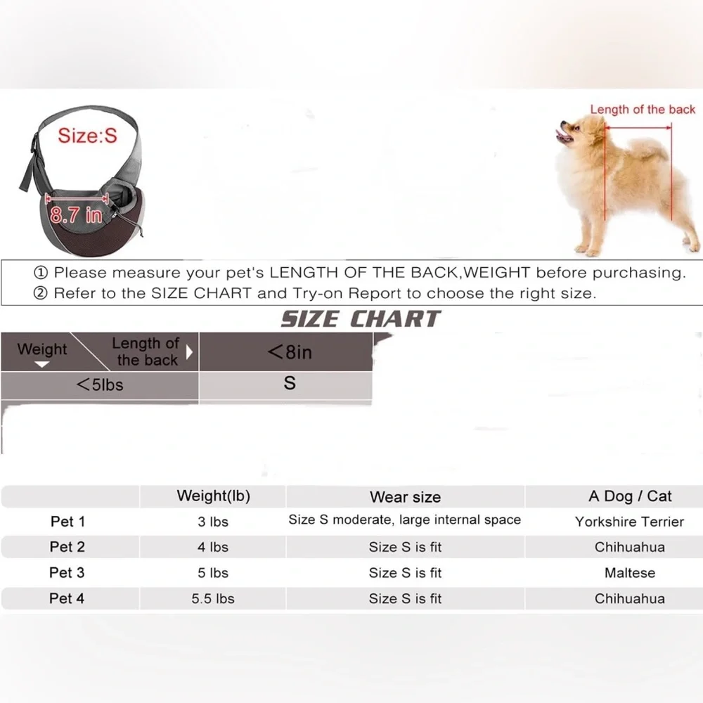 Pet Sling Carrier Breathable Mesh Travel Safe Sling bag carrier for Dogs & Cat.