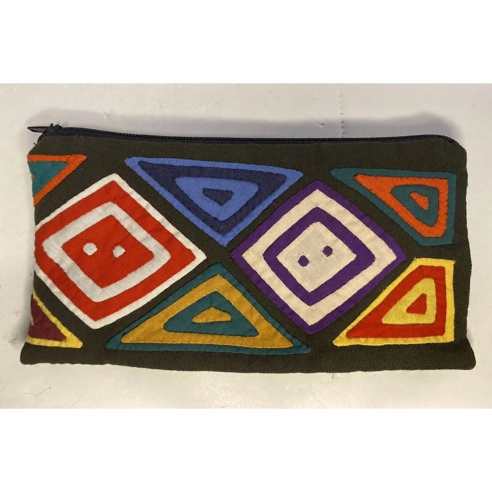 Handmade Applique Fabric Wallet Pouch Boho Geometric Latin America