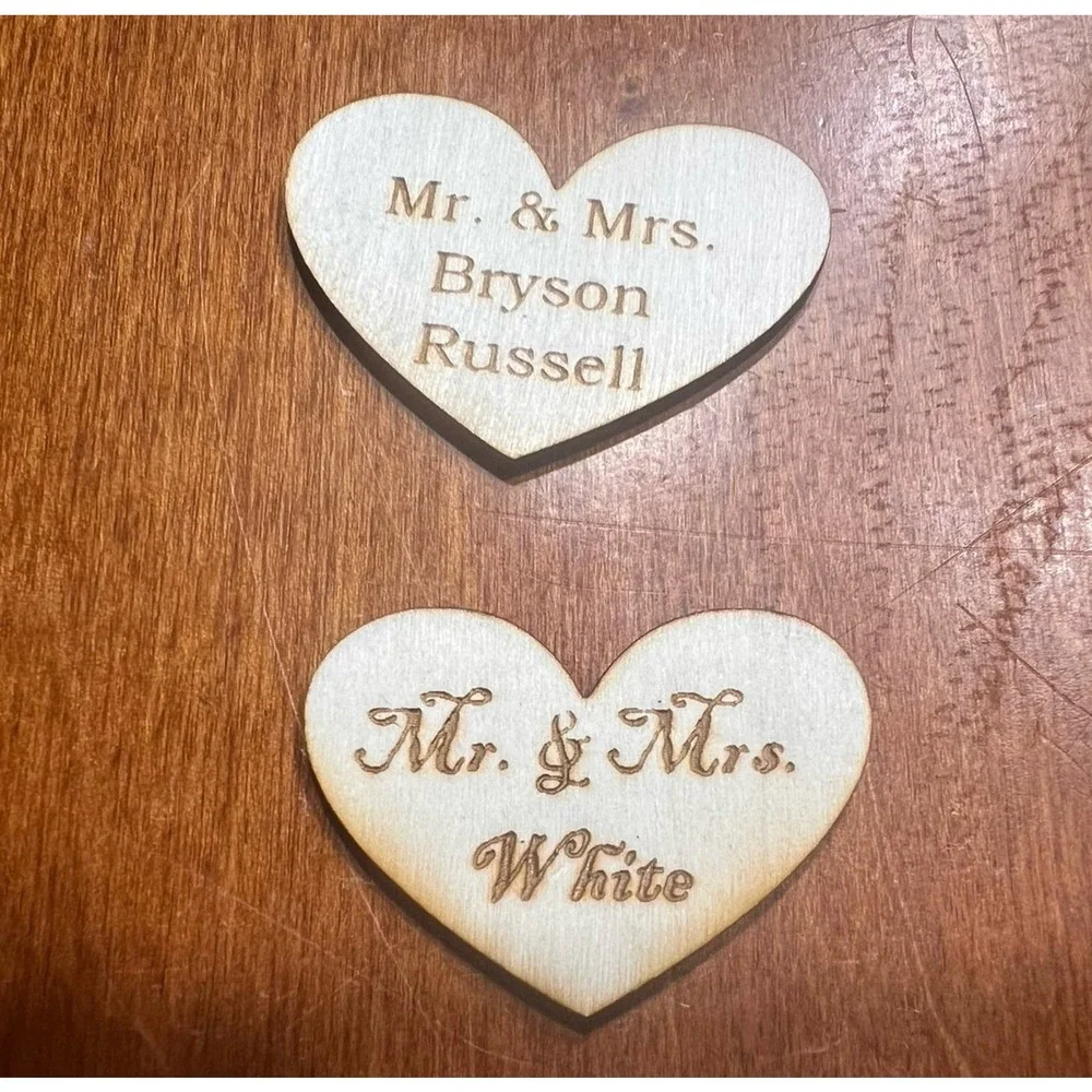 Customized wooden hearts wedding valentines b-day boards guest/scrapbooks 1/8