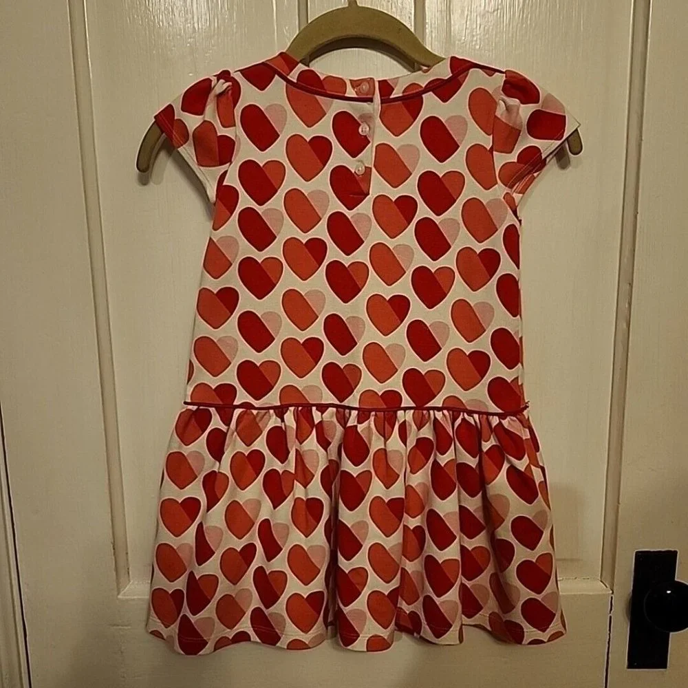 Size 6 Gymboree Red and Pink Valentine Heart Dress Knit Short Sleeves As Is