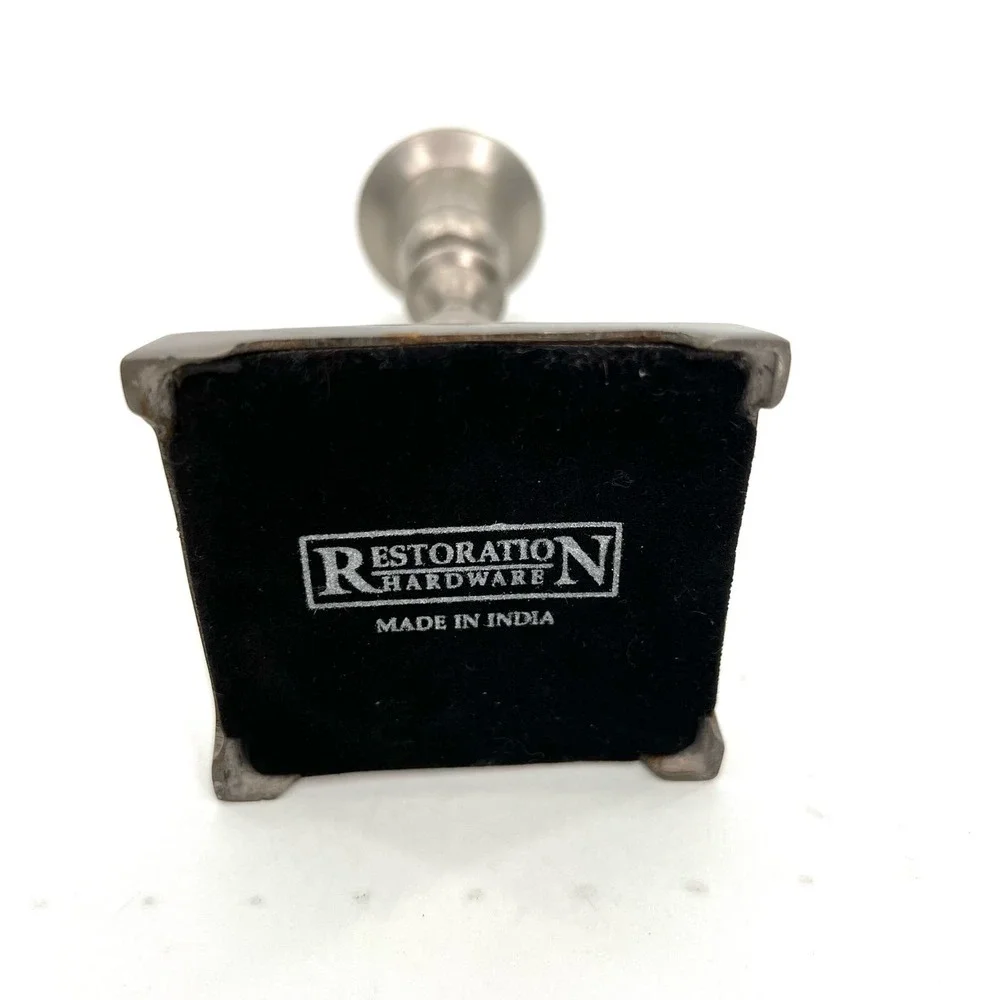 Restoration Hardware Round Pewter Candlestick Candle Holder 4.75