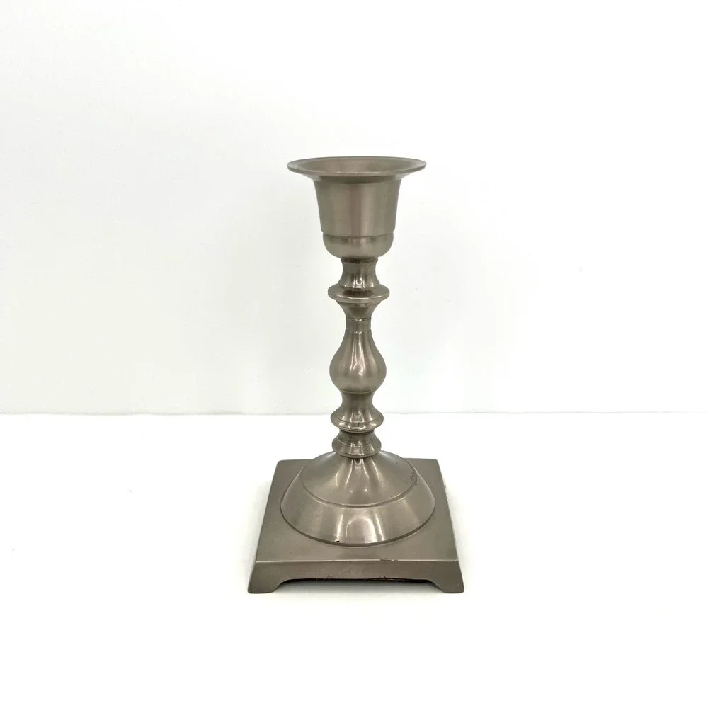 Restoration Hardware Round Pewter Candlestick Candle Holder 4.75