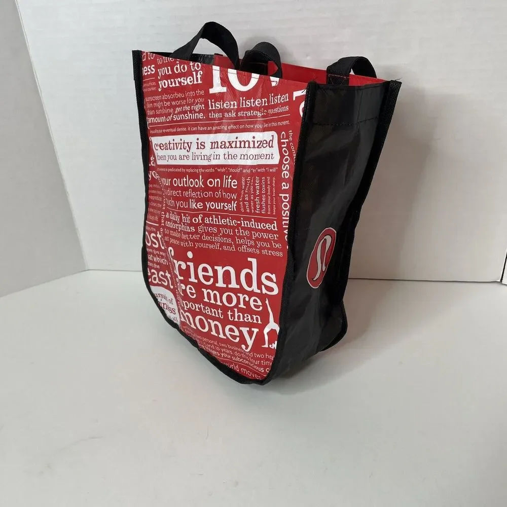 Lululemon Tote Bag, Red/black, Small, ~11”x9”x4”, Reusable Shopping Bag