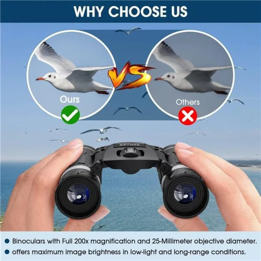 200x25 High Powered Mini Pocket Binoculars, Waterproof - Multi-use